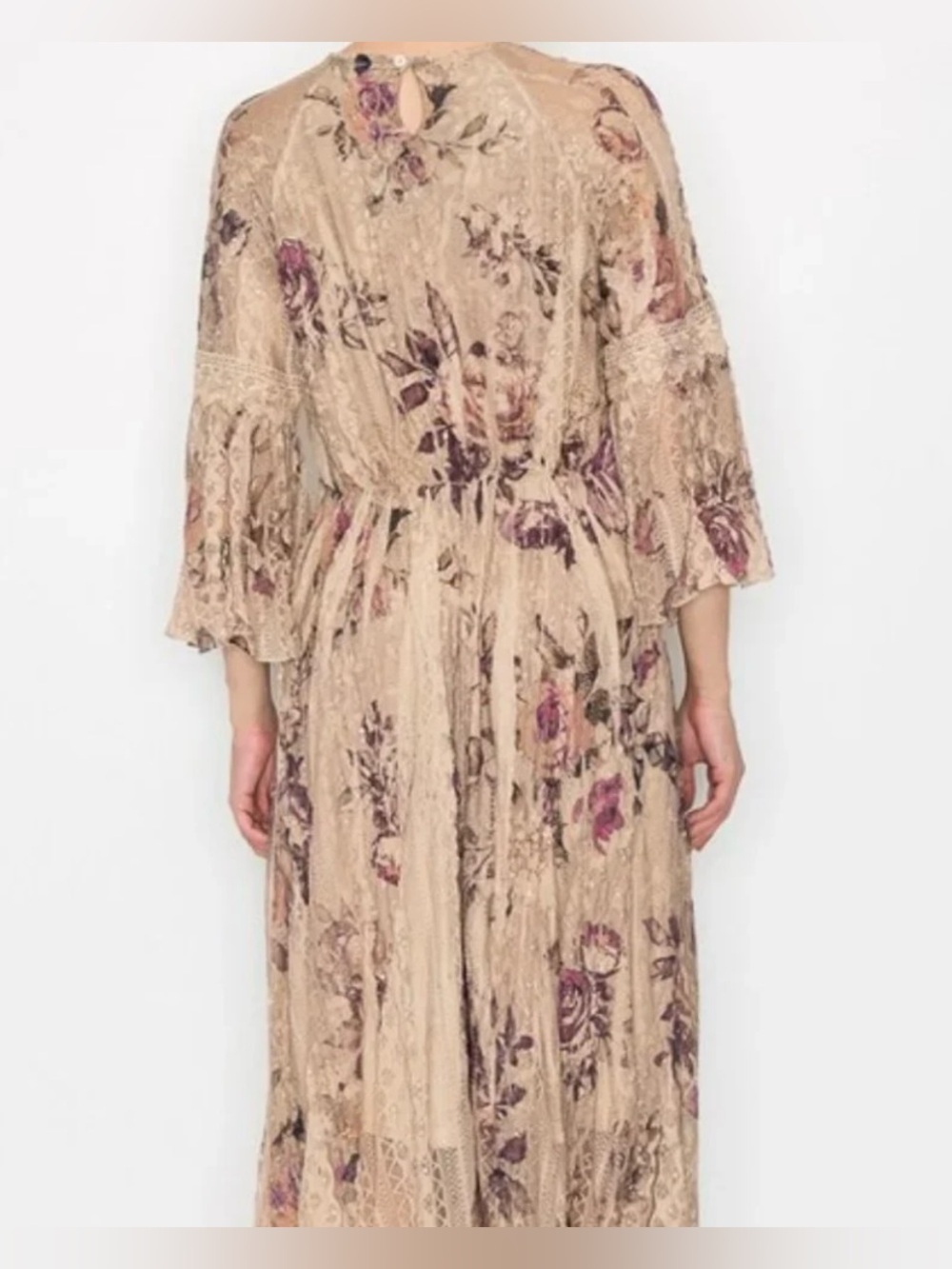 ORIGAMI all LACE lined BOHEMIAN WESTERN Maxi Dress Size XL gypsy shabby chic - Picture 3 of 16